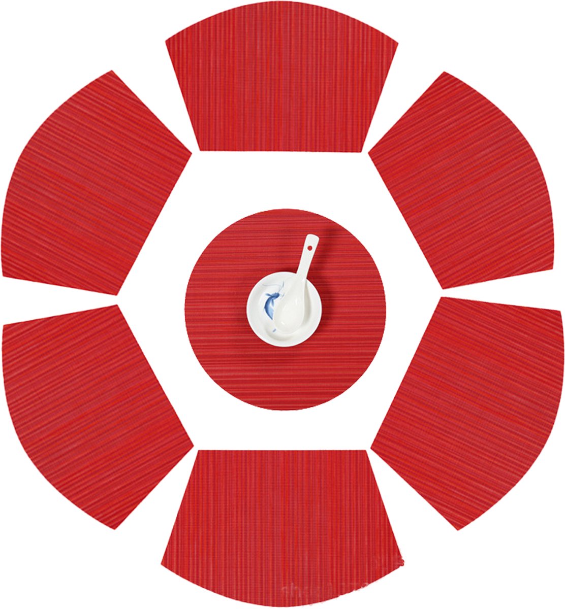 Gigicial Rode Placemats - Tafelplacemats - Hittebestendig Tot 85°C En Gemakkelijk Schoon Te Maken - Set Van 7 - Voor Eetkamer Decoratie Rood