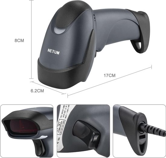 Wired Laser Barcode Scanner 32-bit Decoder 1D met USB-kabel | bol