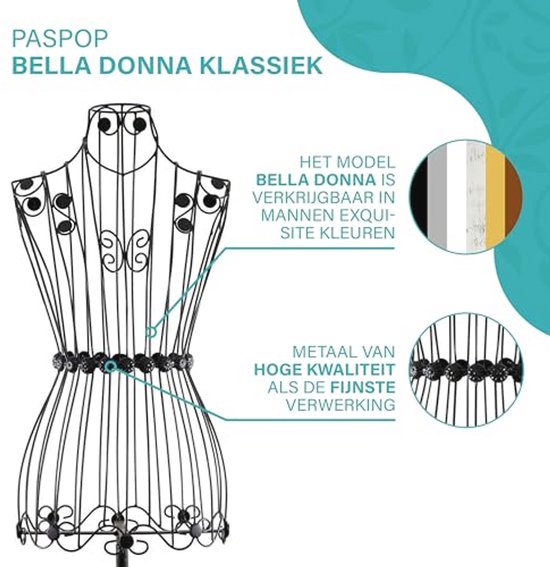 Metalen kledingpop Bella Donna - Vintage uitstraling voor etalages en kledingstandaards — afbeelding 2