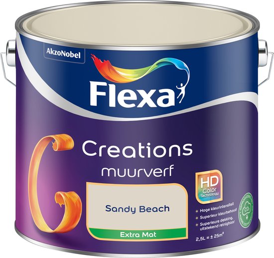 Peinture pour les murs Flexa Creations - Extra Mat - Sandy Beach - 2,5 litres