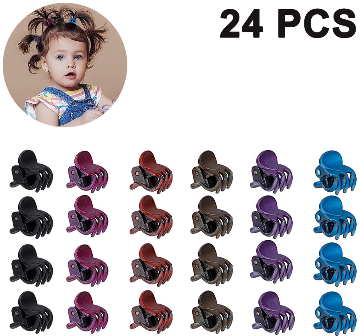 Gigicial Haarclips Voor Dames - Haarclip - Stijlvol En Stevig Gebruik - 24 Stuks - Donkere Gemengde Kleuren