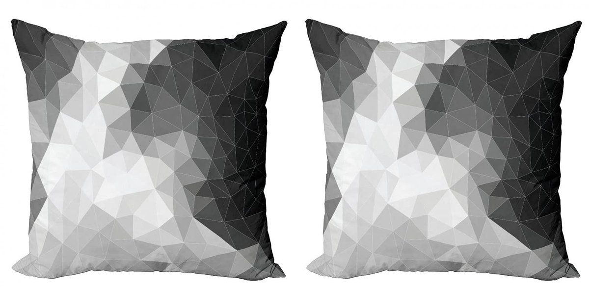 ABAKUHAUS Kussenhoezen Set – 2x50x50 cm – Dubbelzijdig bedrukt – Zwart/Lichtgrijs Schwarz