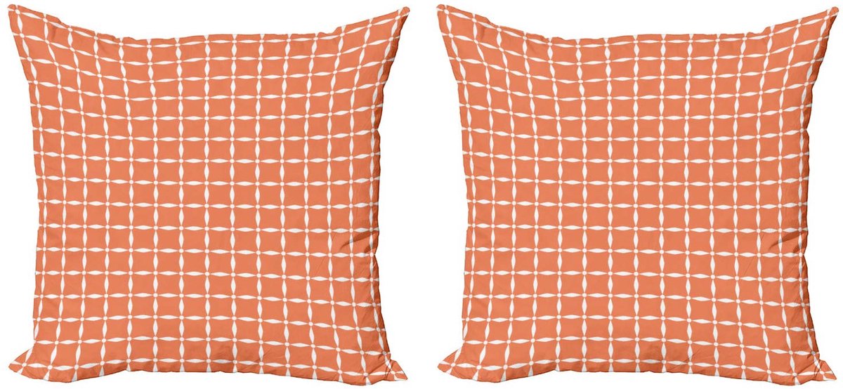 ABAKUHAUS Kussenhoesenset 2x50x50 cm – Moderne bloemenprint – Microfiber Oranje
