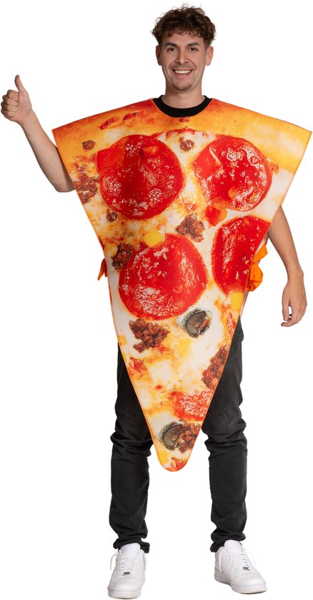 Partychimp Pizza Punt Unisex Kostuum Carnavalskleding Carnaval kostuum verkleedkleding Volwassenen - Polyester - Veelkleurig- Unisex - One size