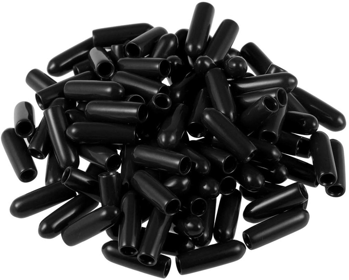 100 stuks rubberen eindkappen. 3 mm ID-ronde flexibele schroefeindkappen draadbeschermers. zwarte vinylbout waterdichteen. waterdichte waterdichteen voor schroeven. buizen. kabels. draden. enz