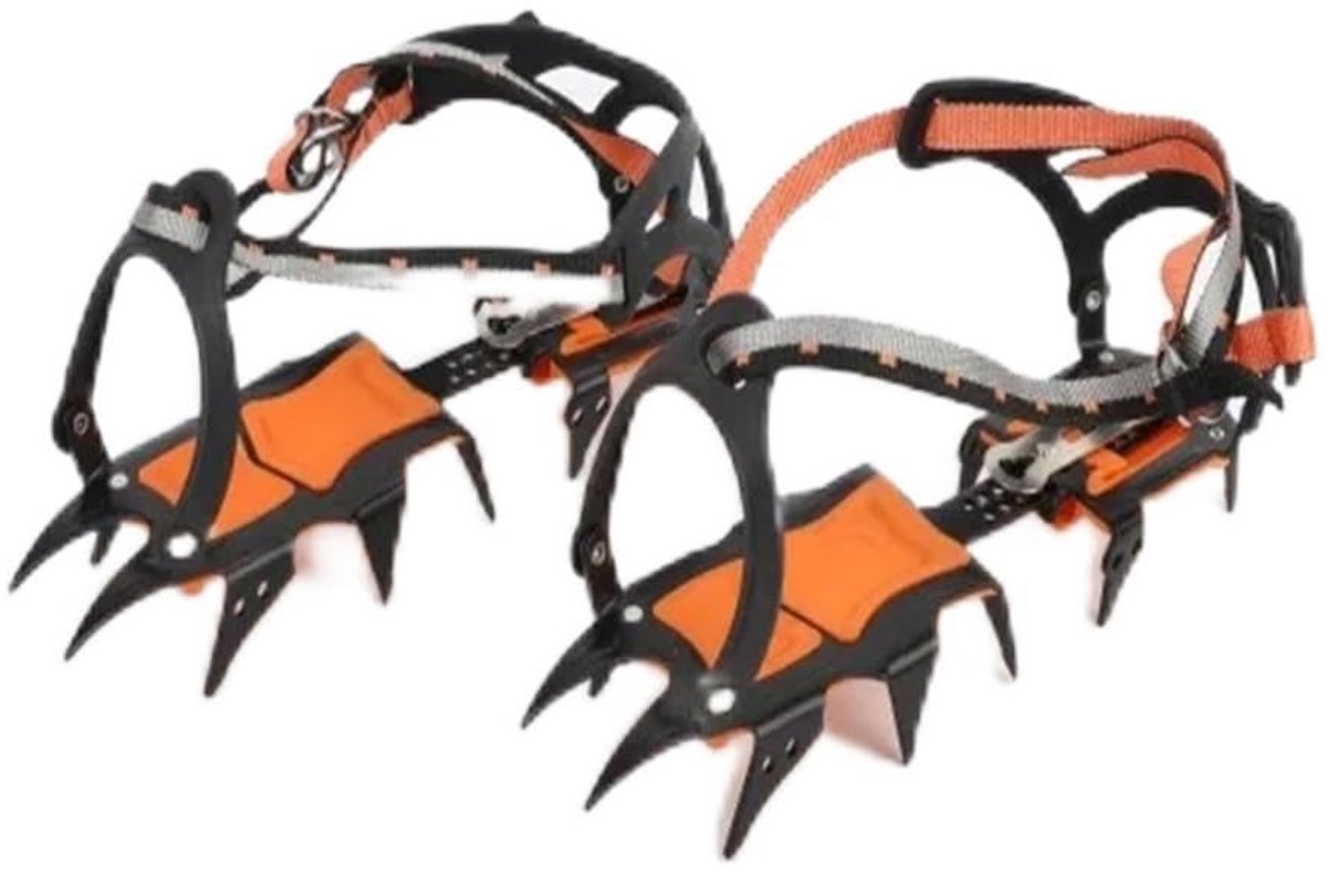 Sneeuwijzers Anti Snowsteps Antislipzooltjes 12 Tanden Ijspikes Winter Sneeuwslaarspikes Antislip Greep Geschikt voor klimuitrusting Oranje