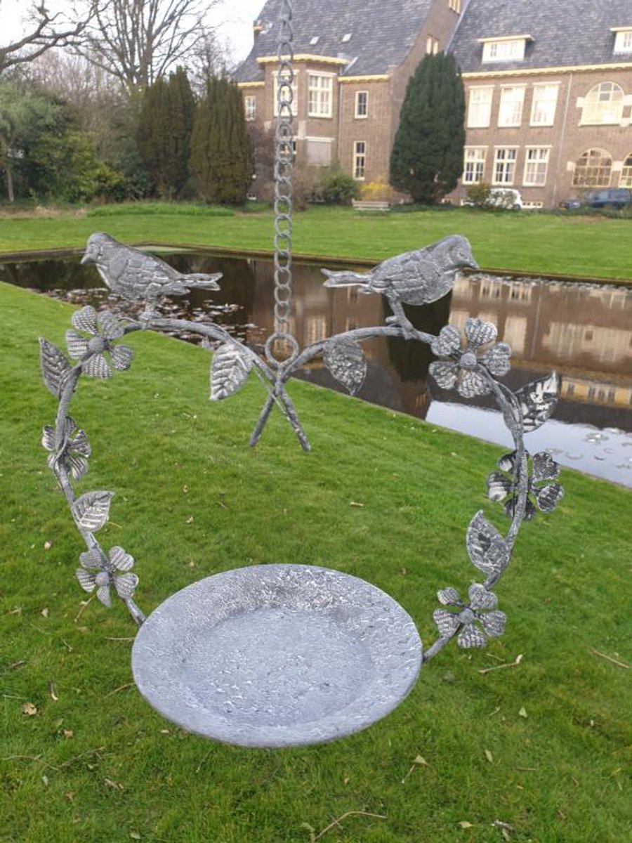 Vogelvoederbakje - hangend in hart vorm , metalen vogelbakje