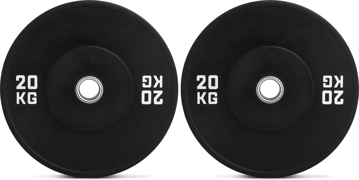 Gym Masters – Bumper Plates 20 kg (2 stuks) – Halterschijven 50 mm – Premium Rubber – Vloerbeschermend – Gewichtsschijven voor Krachttraining & Crossfit