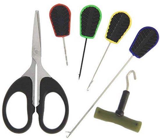 Hengelaccessoires 6-delige set - Vlechterschaartje, Aasgereedschap en Knooptrekker van Merkloos	 — afbeelding 3