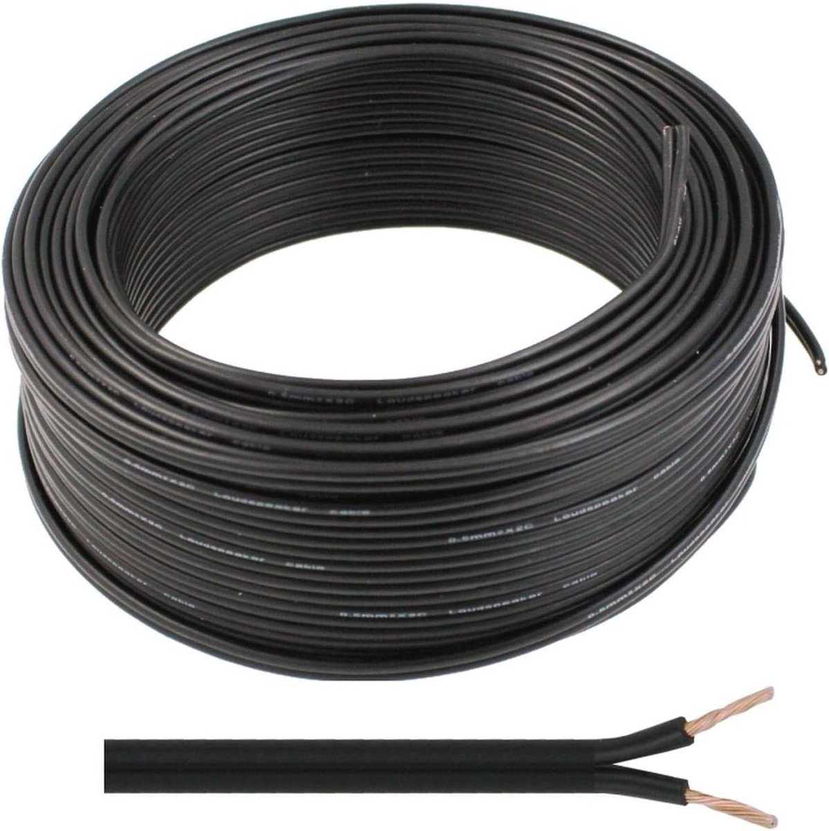 Luidsprekerkabel 50 meter - 2x0,5mm2 - Audiokabel van CCA koper - Zwart