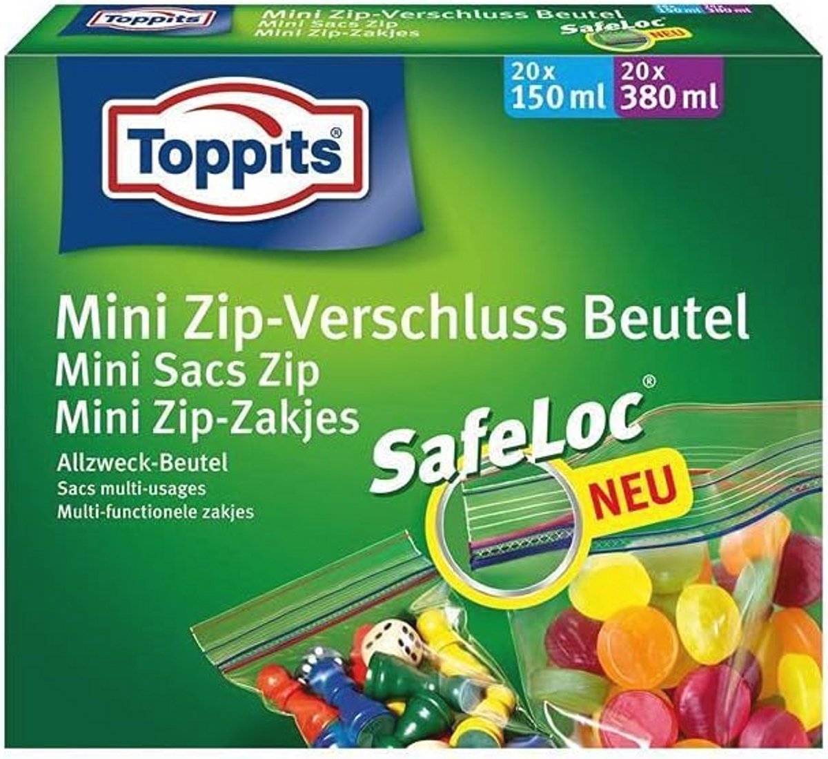 Multifunctionele Mini Zip Zakjes 20 x 150 ml en 20 x 380 ml met Luchtdichte Sluiting