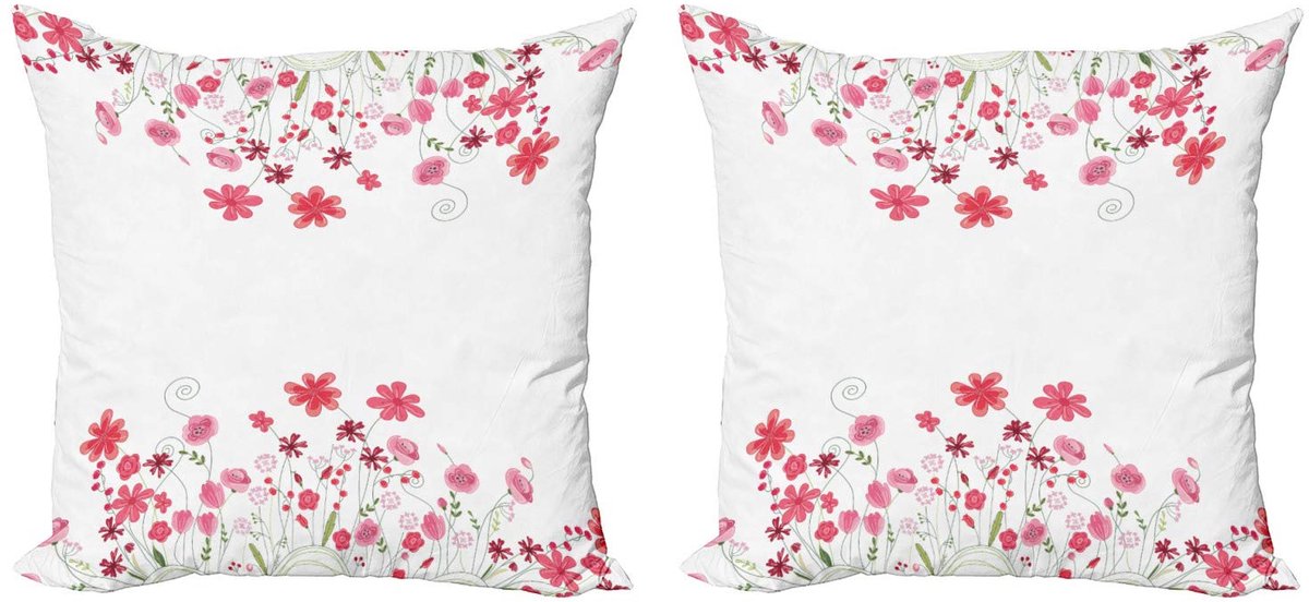 ABAKUHAUS Kussenhoes – 40x40 cm – Set van 2, dubbelzijdig, microvezels, multicolor Roze