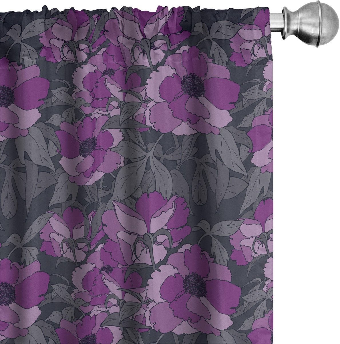 ABAKUHAUS Bloemen gordijnen – 2x75x175 cm – Multicolor lila Lila Multicolor