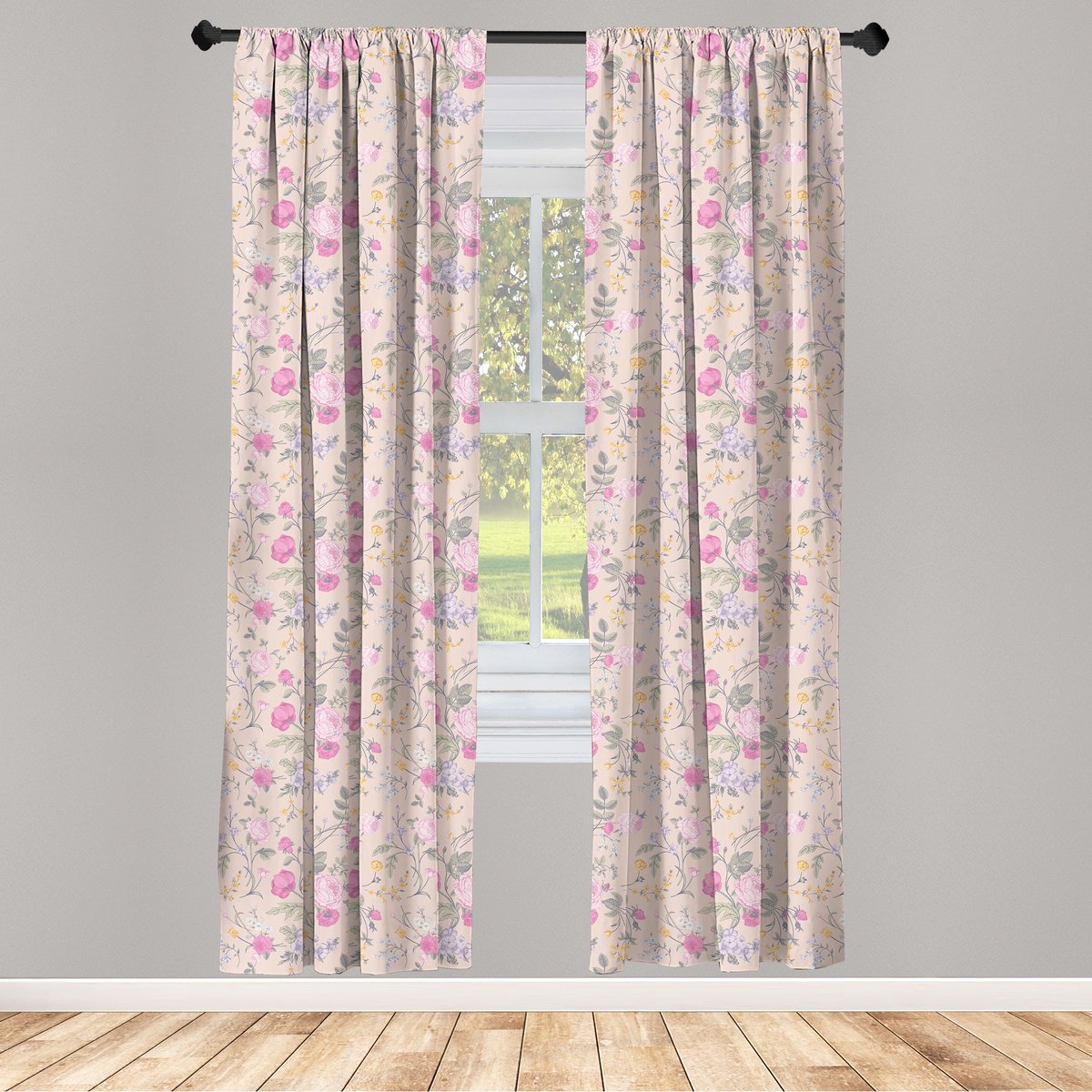 Abakuhaus Bloemen Raamgordijnen – 2-delige set 75x245 cm – Mikrofaser