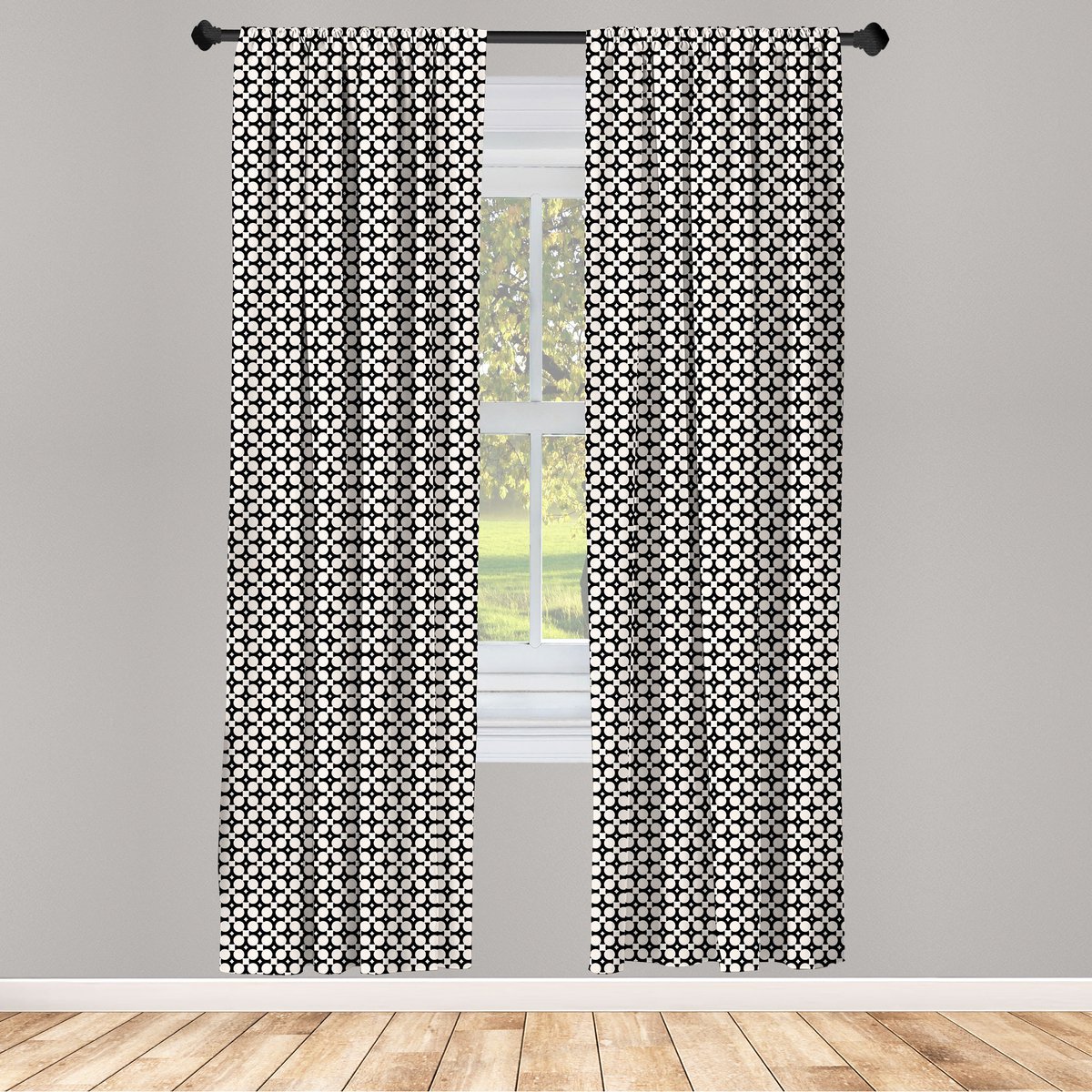 ABAKUHAUS Abstrakt Gordijnen – Monochroom patroon – 2×75×225 cm – Microvezel