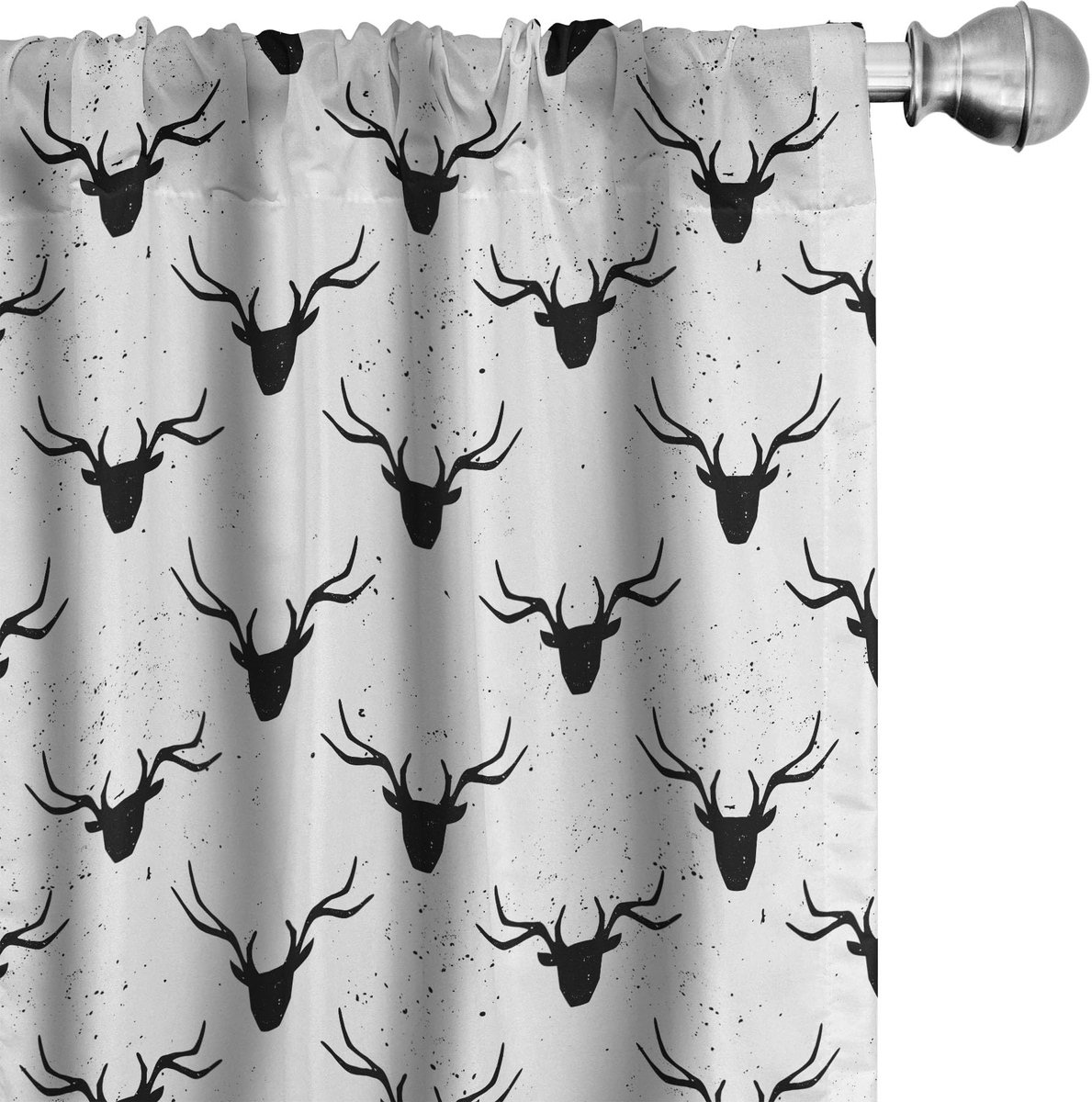 ABAKUHAUS Herten gordijnen – 2x75x245 cm – microvezel – Zwart-Wit