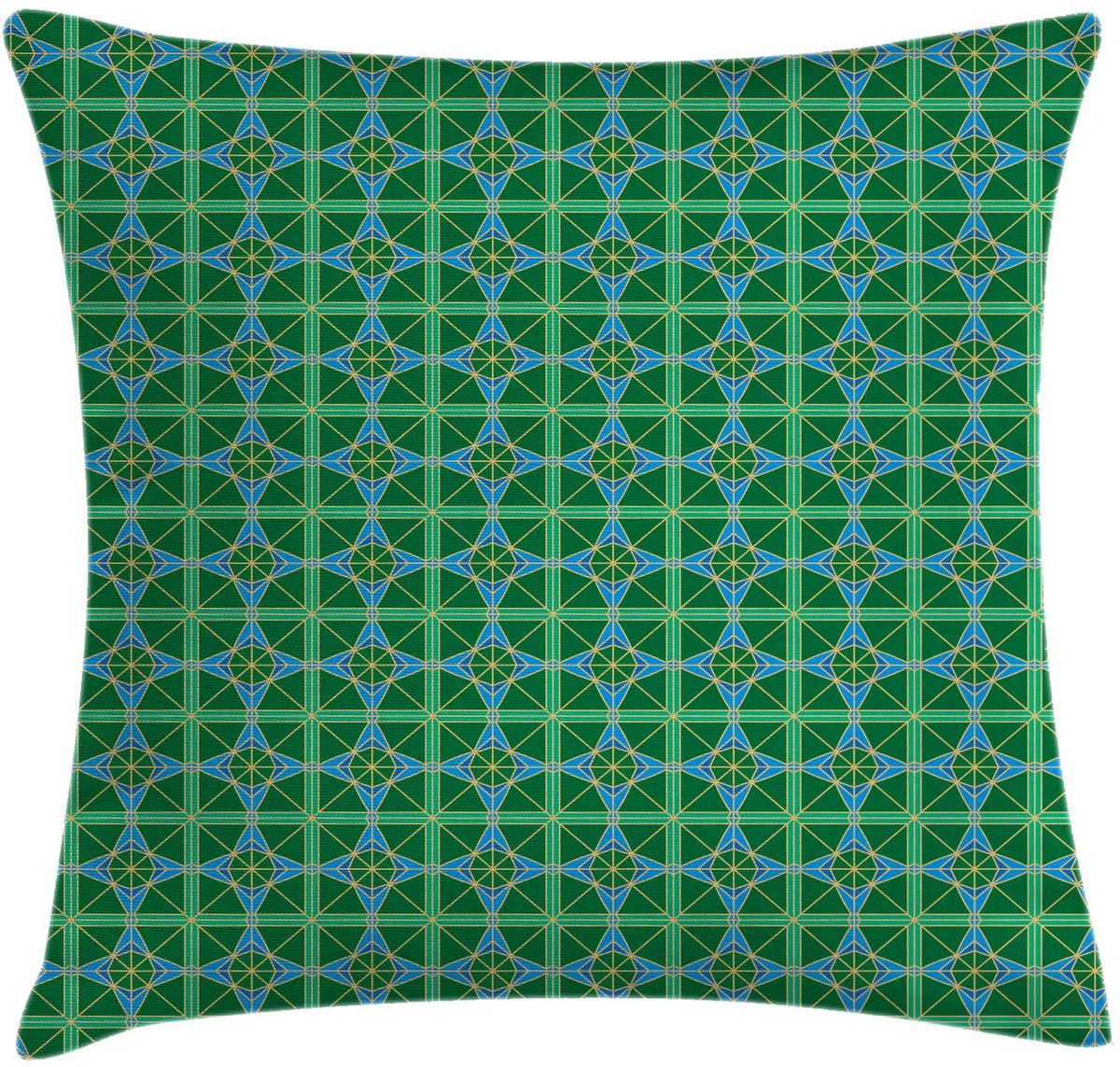 ABAKUHAUS Geometrische Kussenhoes – Diagonale Vierkanten – 40x40 cm – Zeegroen Meeresgrün