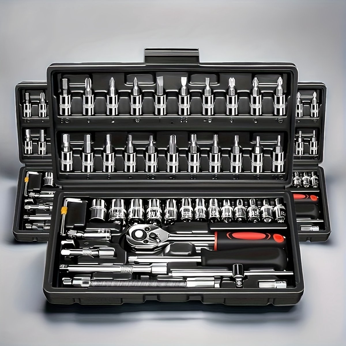 Dopsleutelset 46 stks/set 1 / 4in Drive Ratchet Metric Garage Car Repair Tool Dopsleutelset 46 stks/set 1 / 4in Drive Ratchet Metric Garage Car Repair Tool