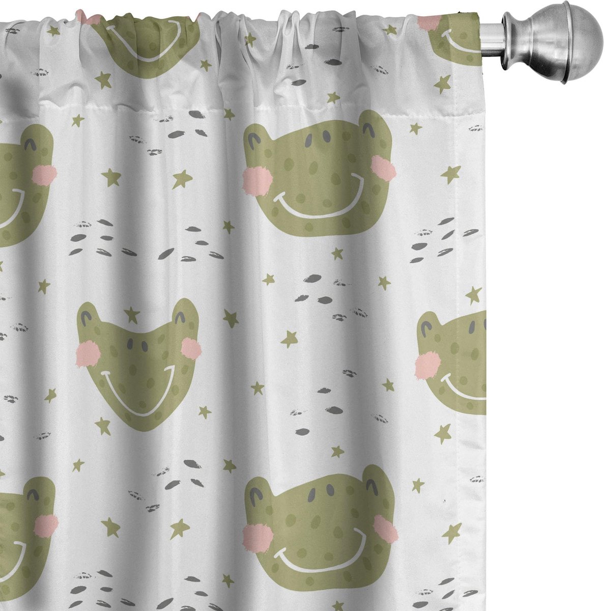 ABAKUHAUS Dieren gordijnen – 75x245 cm – Microvezel – Olijfgroen/Wit Olivengroen