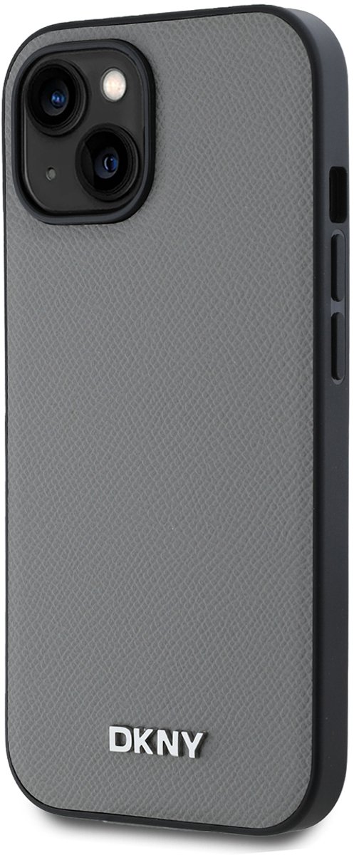 DKNY, Beschermhoesje Geschikt voor Apple iPhone 13 MagSafe Elegant met metalen logo, Grijs