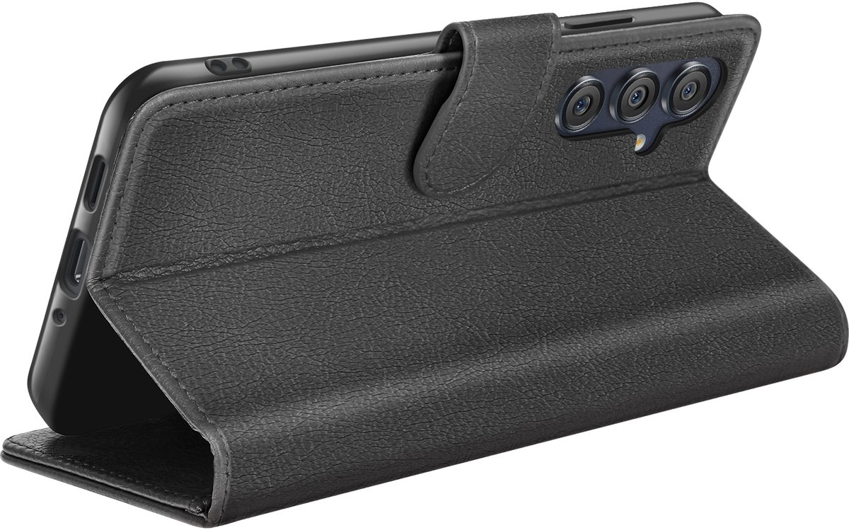 Zanae, Portemonnee Hoesje Geschikt voor Samsung Galaxy M55 met Standaardfunctie en Magnetische Sluiting, Zwart