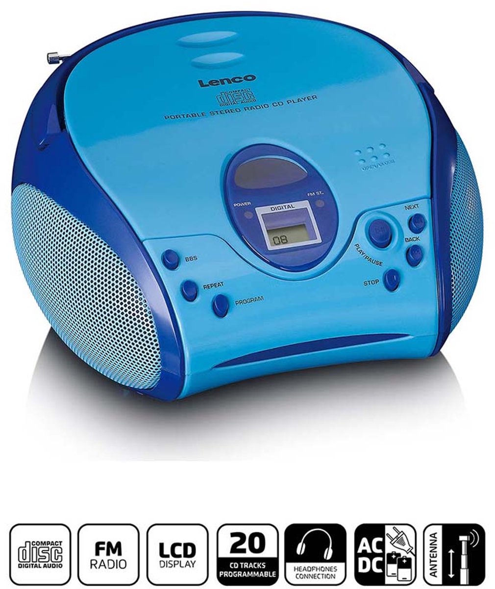 Lenco SCD-24 KIDS - Draagbare cd speler en radio voor kinderen - Inclusief stickervel - Blauw — afbeelding 9