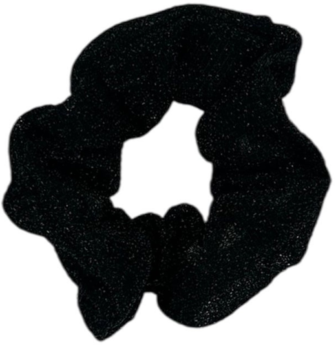 Scrunchie - elastiek - glimmende stof - glitters - kerst - zwart