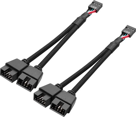 2-Pack USB 2.0 Interne Header Splitter Kabel - 9 Pin Female naar Dual 9 ...