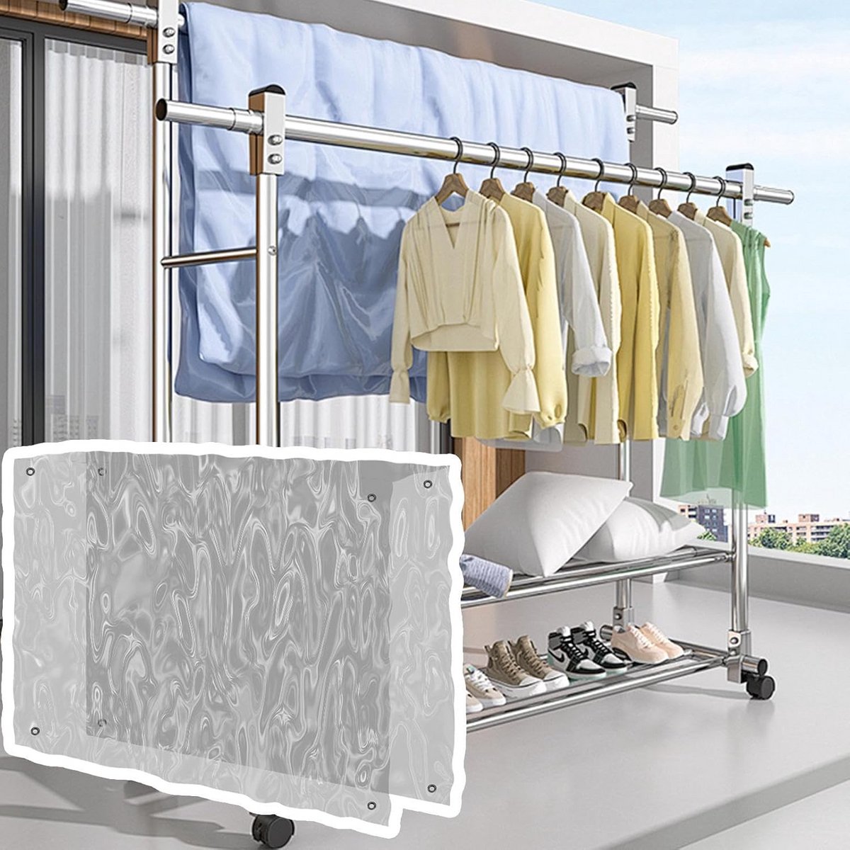 Transparante PVC Regenhoes voor Wasrek - Bescherming tegen Regen, Zon en Stof