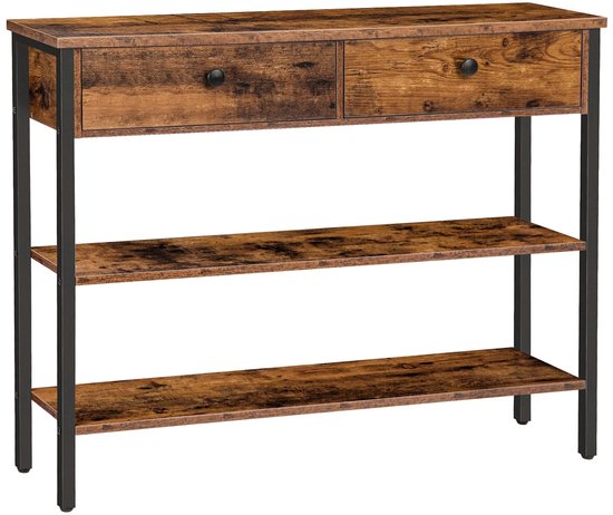 X-frame Meubel YMYNY Industriële Console Tafel - Smalle Sofatafel Met Planken Voor Hal Of Woonkamer, 101x25x80.5 Cm In Goud Zwart 101x25x80.5 Cm Console Tafel