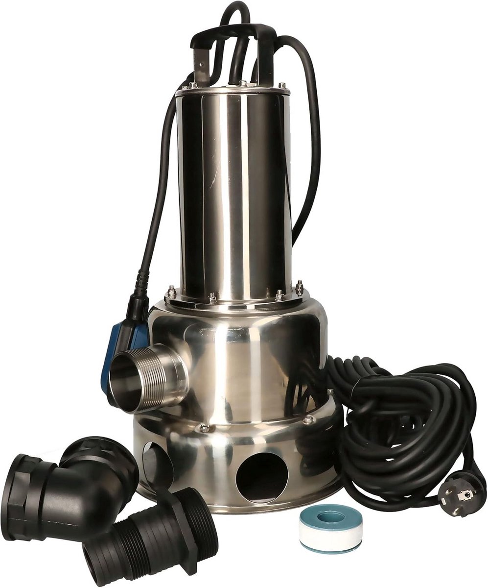 Krachtige Vuilwaterpomp 1500W RVS met Vlotterschakelaar voor Schoon en Vuil Water