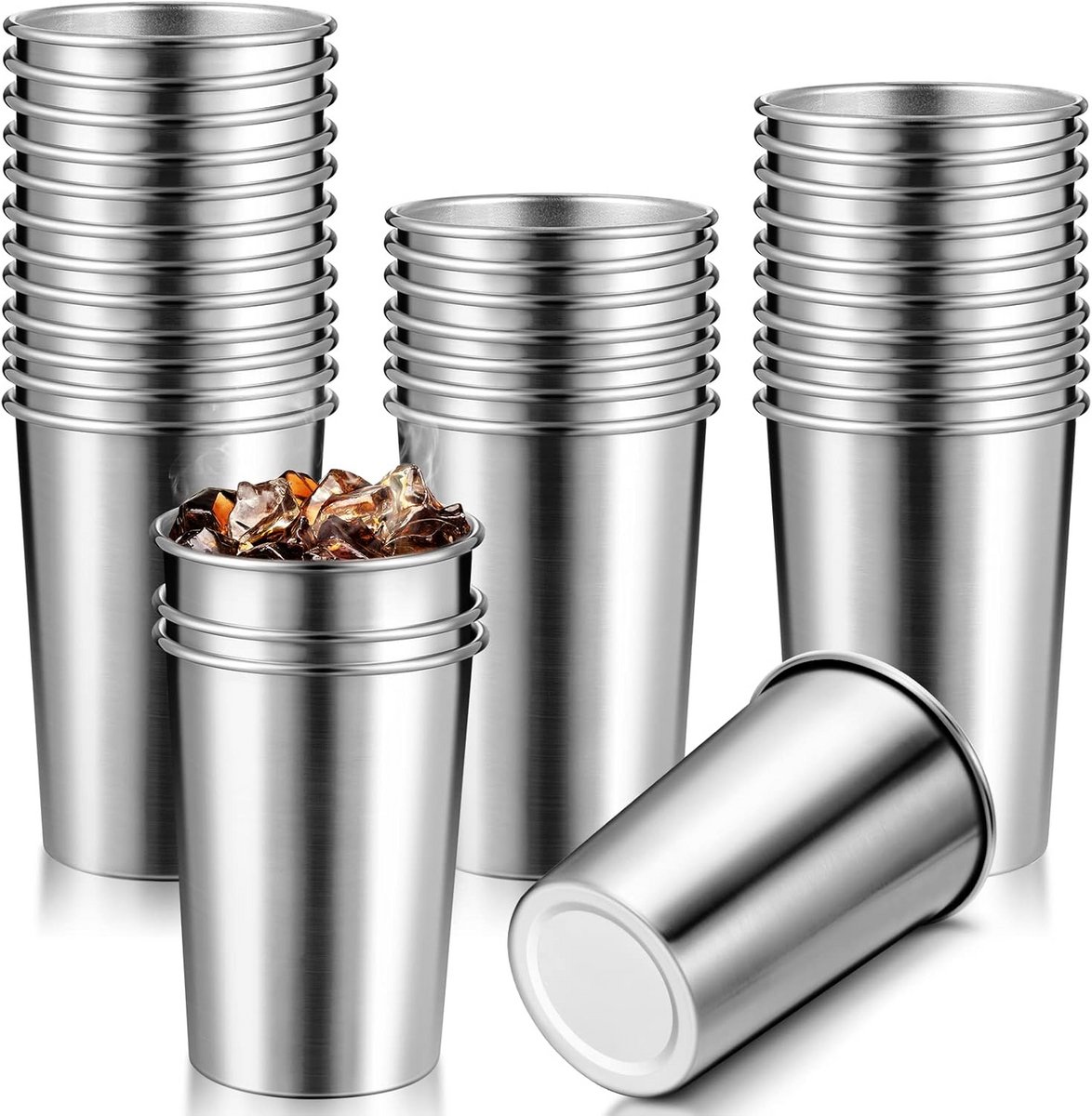 Set van 50 Roestvrijstalen Drinkbekers - Onbreekbaar Metalen Glas voor Kinderen en Volwassenen - 260ml