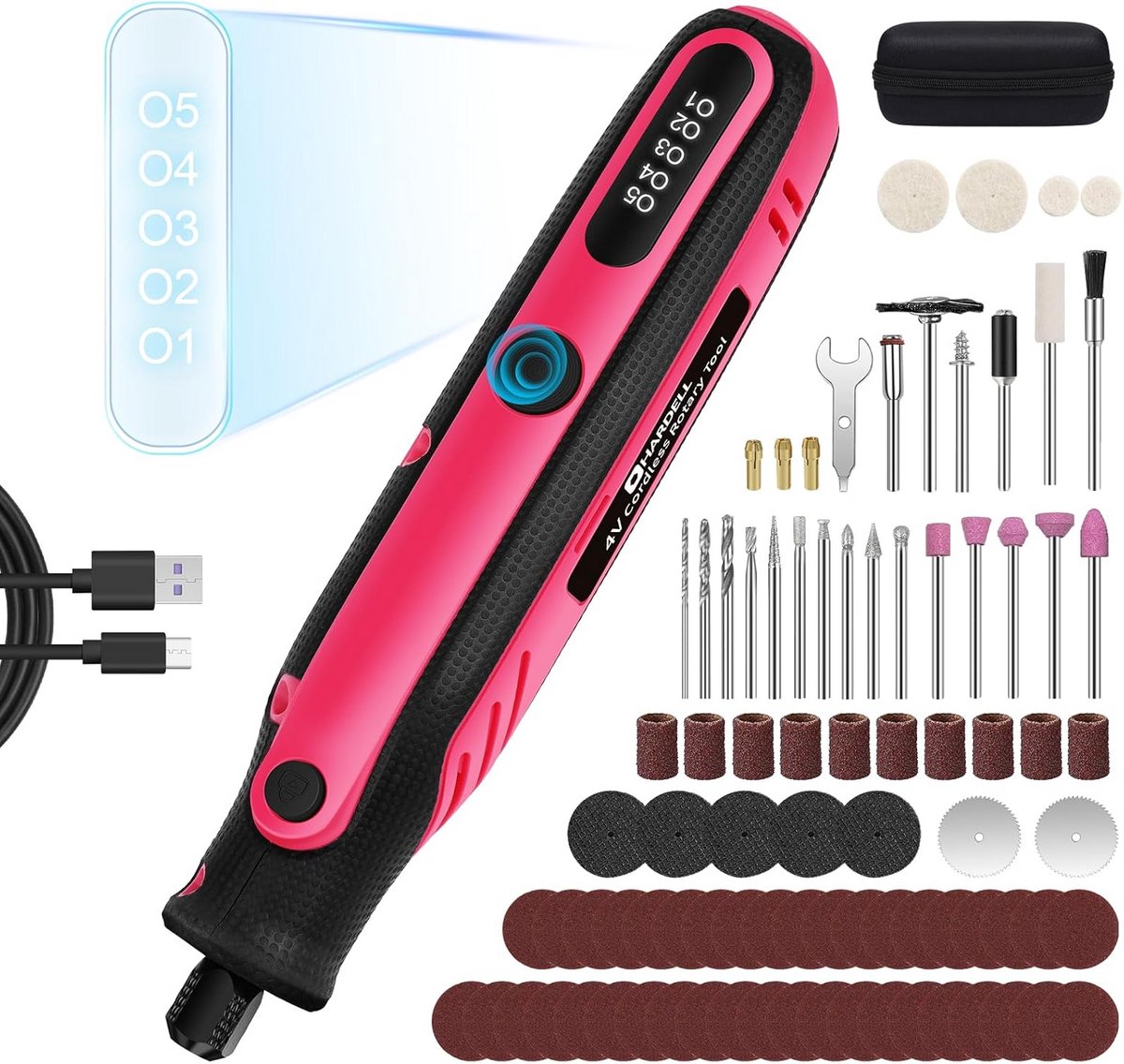 Mini Multifunctioneel Rotatiegereedschap met Digitale Display en 86 Accessoires