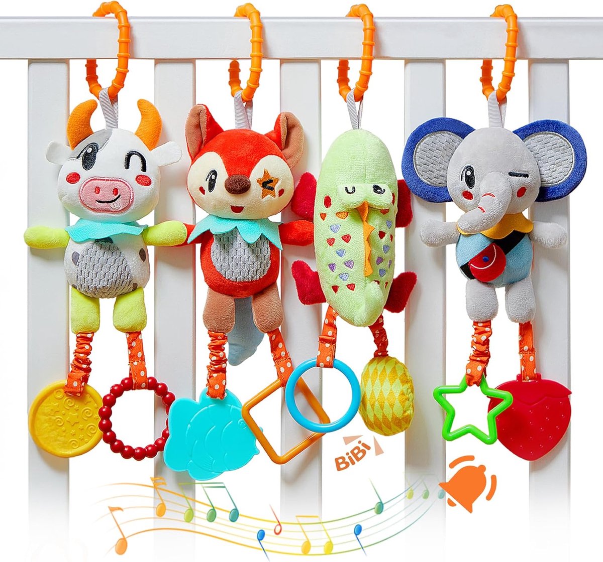Baby Hangend Speelgoed, Babyspeelgoed 0-6-12 Maanden, Pluche Dieren Rammelaar Speelgoed Kinderwagen Kinderbed, Zachte Sensorische Rammelaars Gift voor Pasgeborenen Peuters