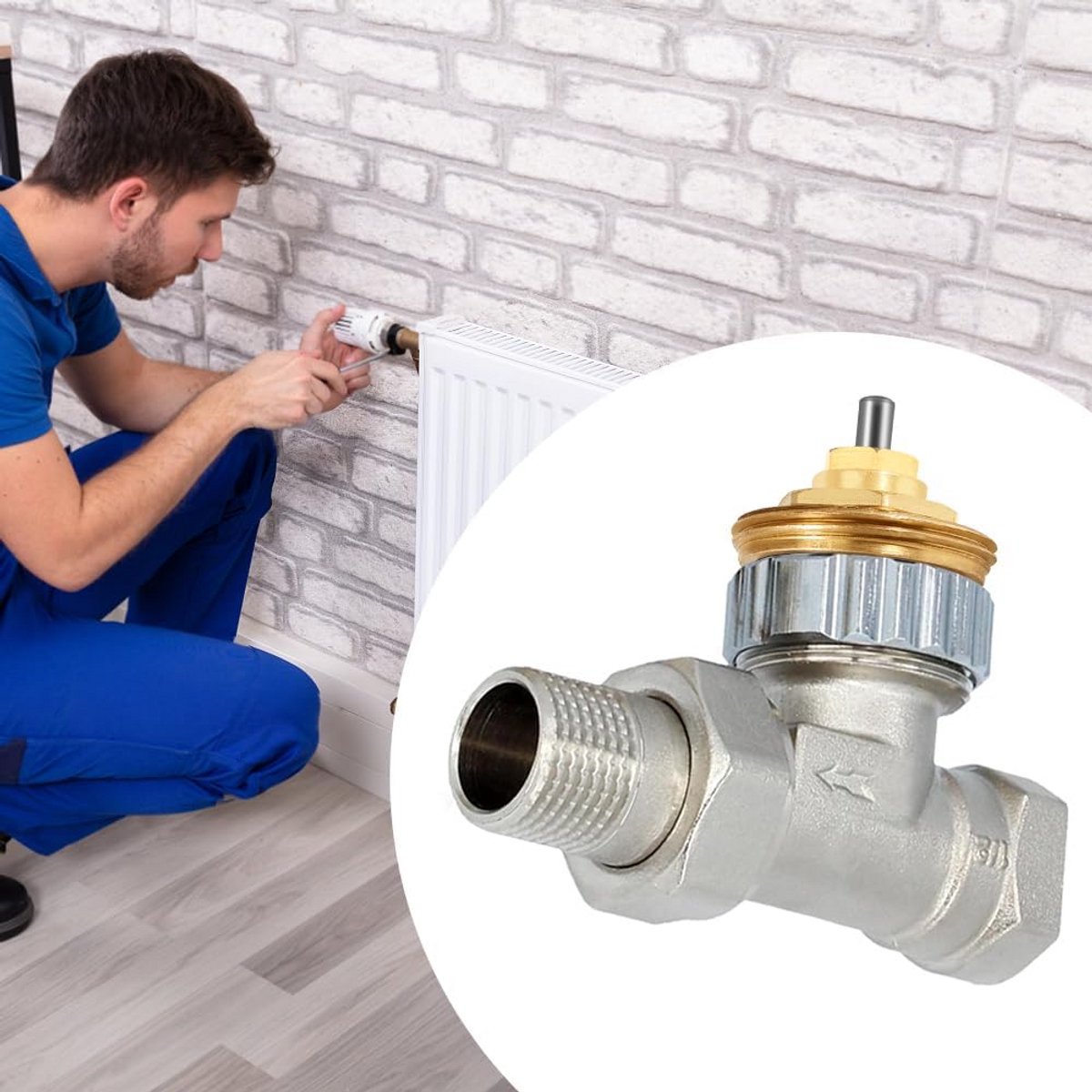 Thermostaatventiel M30 x 1,5 Midden Aansluiting Instelbaar voor Radiator