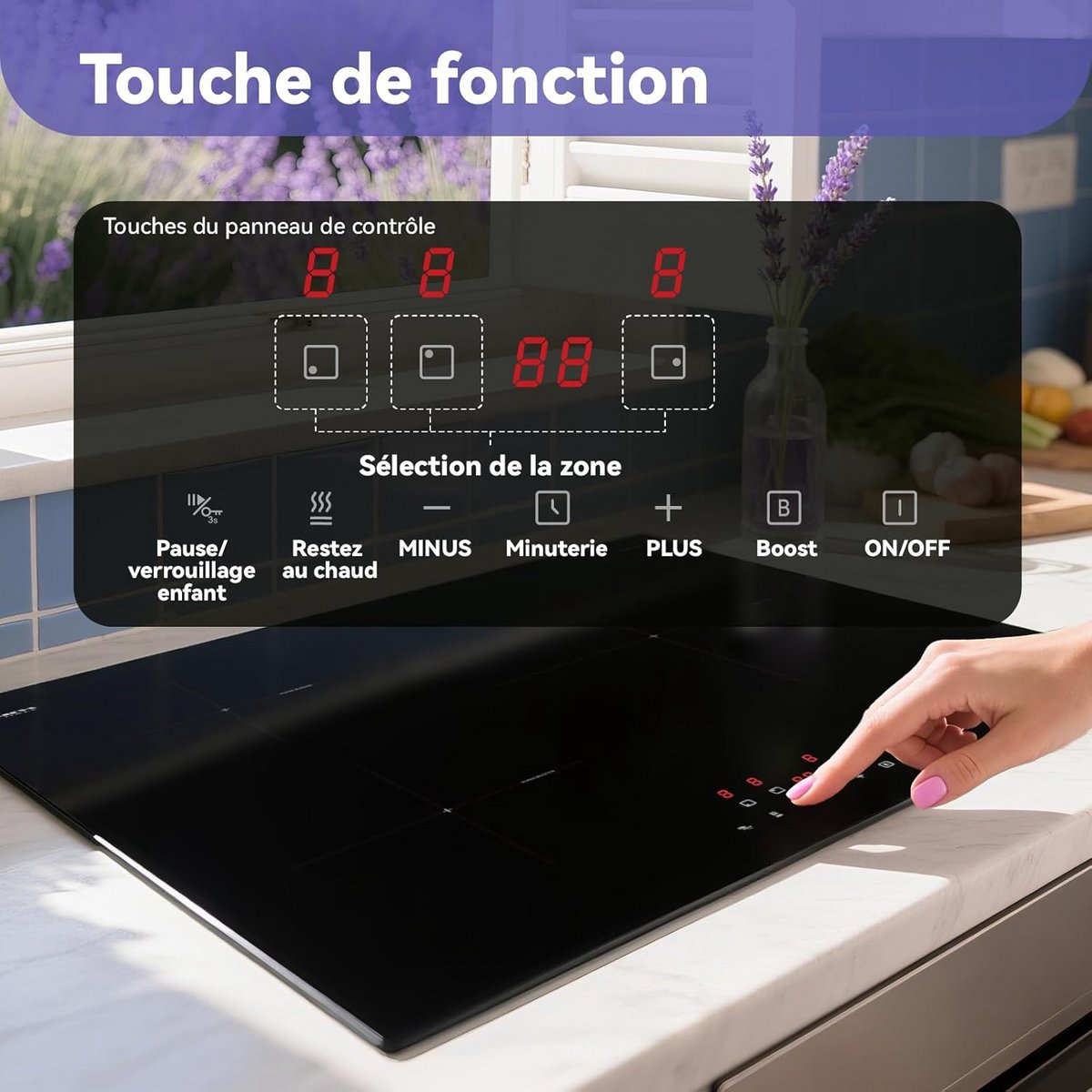 Inbouw Inductiekookplaat Zwart - 3 Zones - Hob met Touch Control en Timer