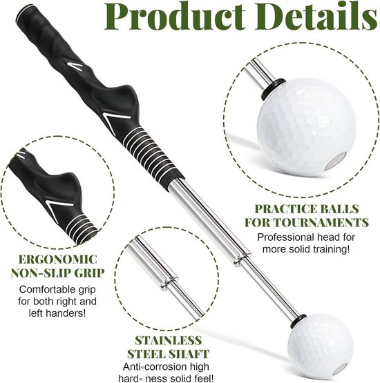 Verstelbare Golf Swing Trainer: Intrekbaar Hulpmiddel voor Perfecte Houding en Golfgrip — afbeelding 3