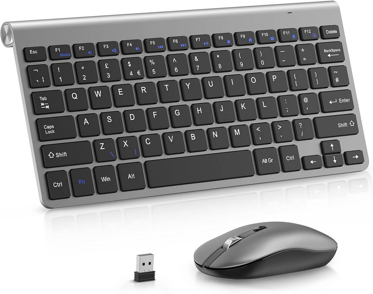 Compact Draadloos Toetsenbord en Muis Set met Multimedia Toetsen voor PC en Laptop