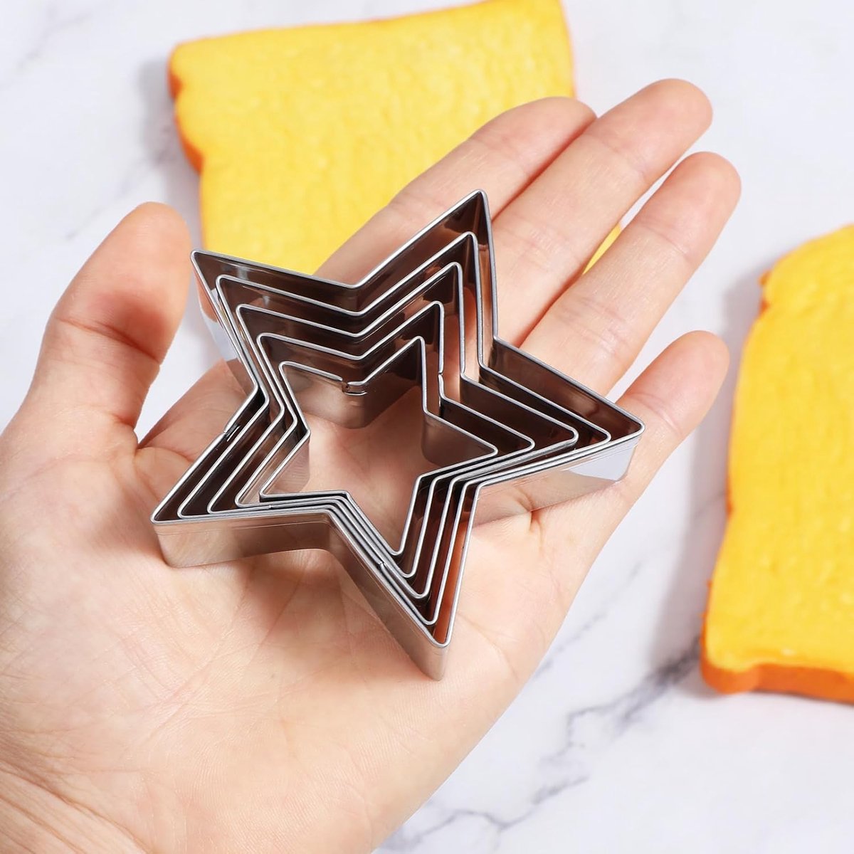 Gigicial Sterrenkoekjesvorm - Set Sterrenkoekjesvormen - Gemaakt Van 304 Roestvrij Staal & Veilig Afgeronde Rand - 5-Delige Set - Voor Kerstmis, Verjaardagen En Valentijnsdag In Zilver