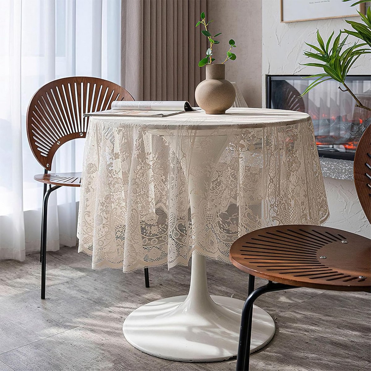 Rond Kanten Tafelkleed 150 cm Vintage Geborduurd Romantisch Decor