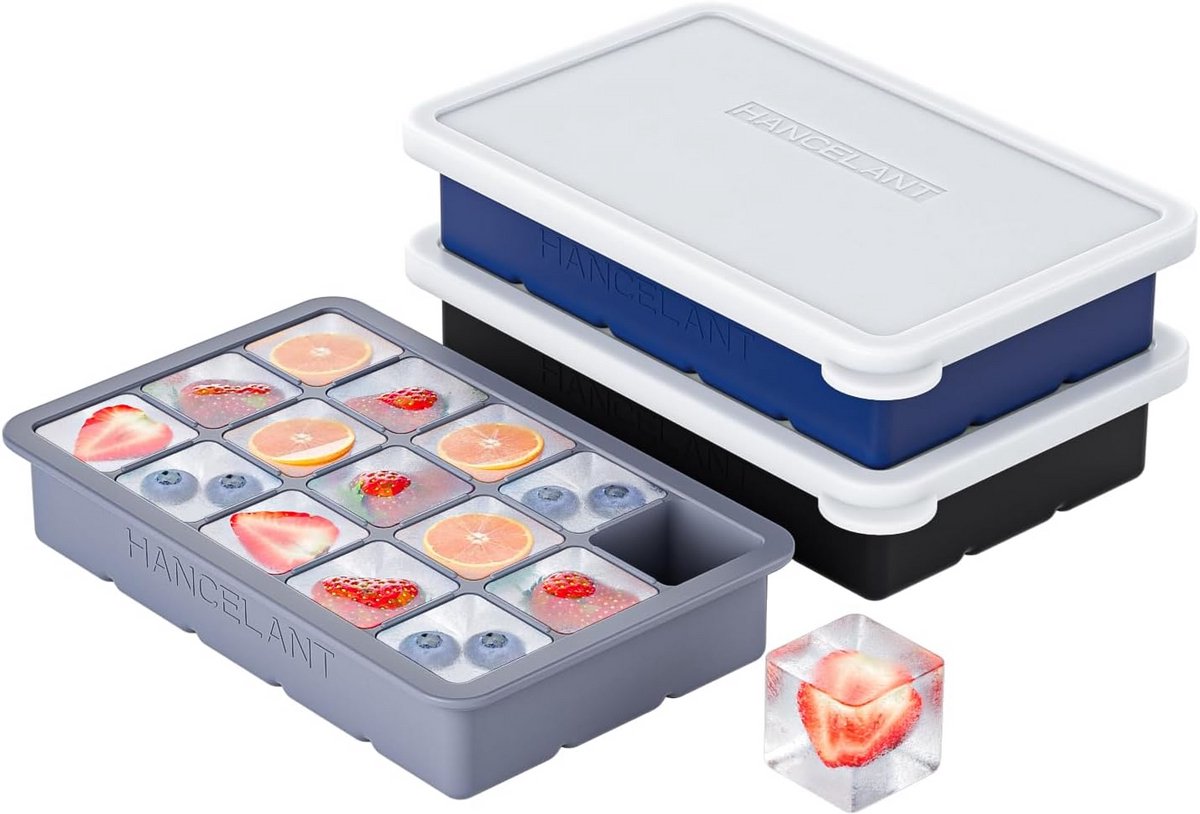 Set van 3 Siliconen Ijsvormpjes met Deksel - BPA-vrij voor IJsblokjes, Babyvoeding en Vriesbereiding