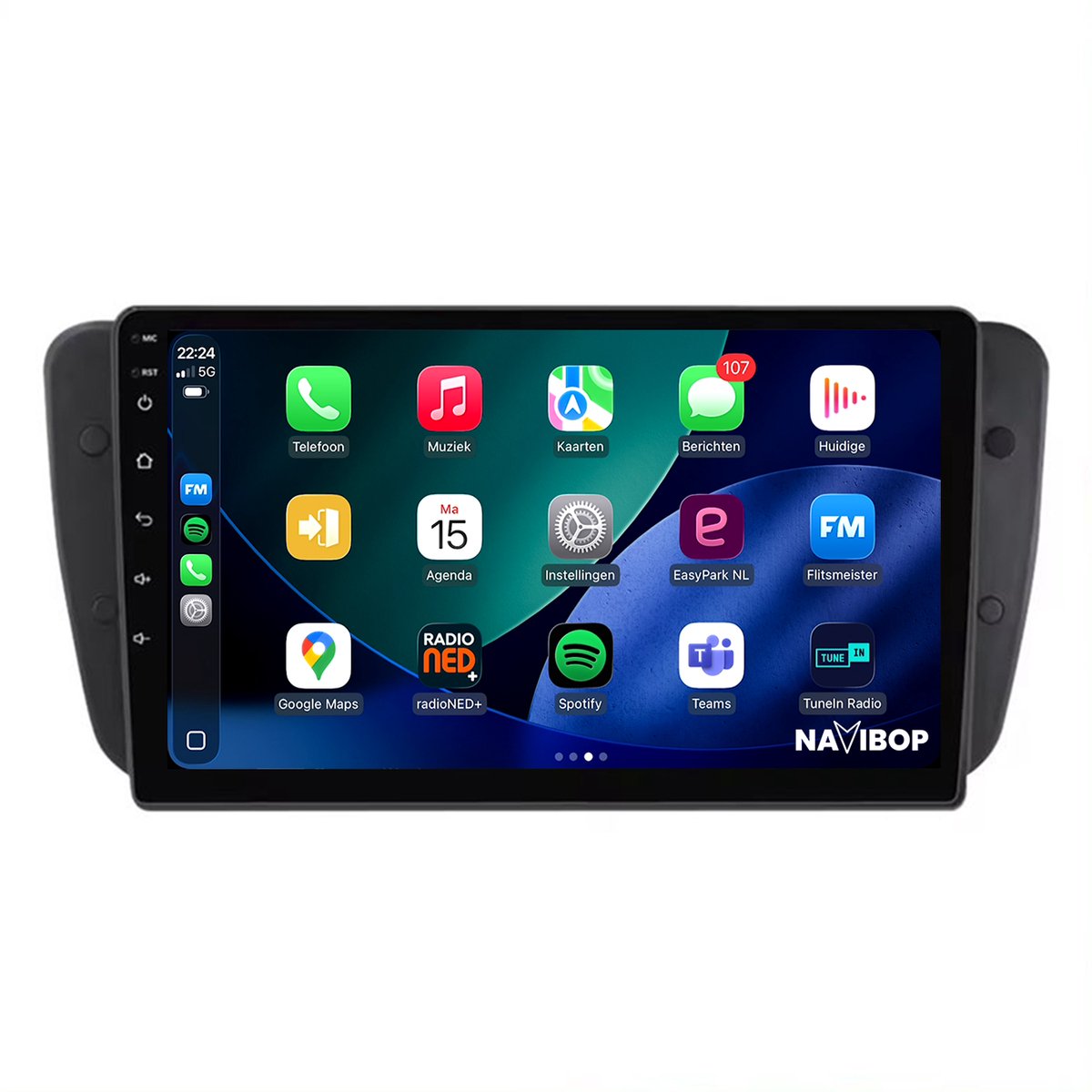 Geschikt voor Seat Ibiza (2009 t/m 2013) | 9 inch Android 15.0 CarPlay autoradio | Draadloos CarPlay & Android Auto | 2GB RAM + 32GB | Mic, Camera (AHD) & DAB+ | Bluetooth & WiFi | NAVIBOP NB-1782 | Bouwjaar 2009 t/m 2013