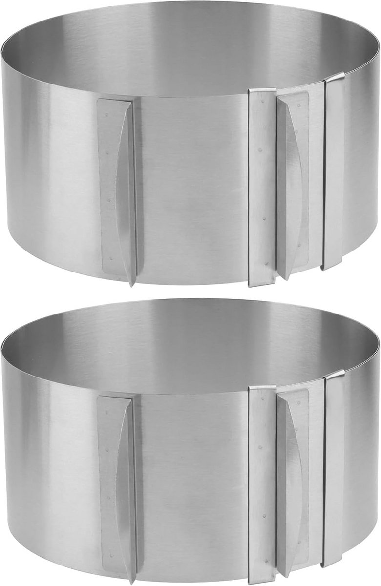 2 Stuks Verstelbare Taartring 16-30 cm RVS voor Mousse en Taarten