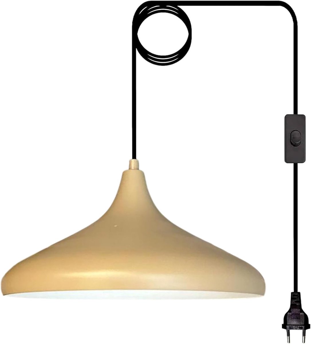 Bamyum Champion Hanglamp Met Stekker Industrieel Metaal Ø35 cm, 450 cm Snoer, Vintage Hanglamp, E27 Pendellamp