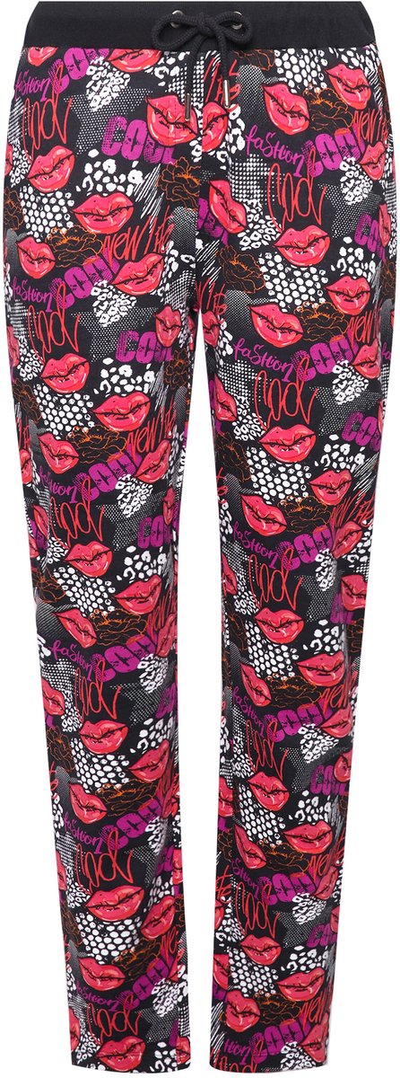 Angel of Style - Dames - Trainingsbroek Tapered Fit kussende mond - Neonrood - Maat 46