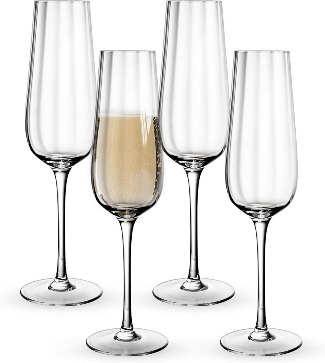 Set van 4 Luxe Kristallen Champagneglazen voor Feestelijke Momenten