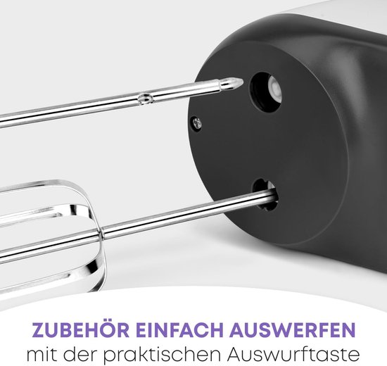 Krachtige elektrische handmixer met 5 snelheden en turboknop, RVS gardes van Merkloos — afbeelding 3