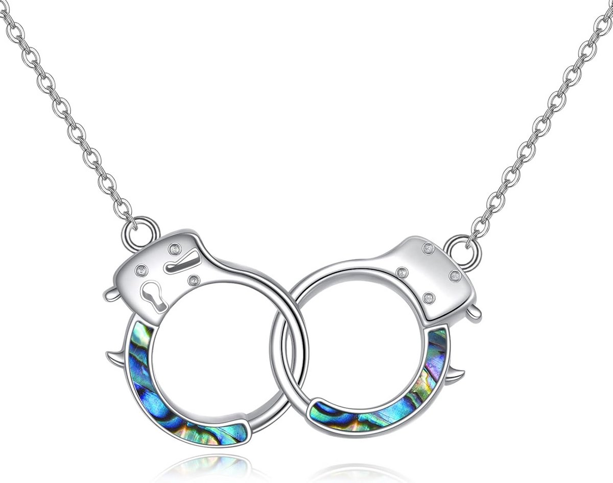 Halsketting met Handboeienhanger | Sterling Zilver en Abalone