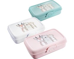 Broodtrommel Kinderen met Vakken - 3-Delige Set Lunchbox Bento Box Lekvrij en BPA-vrij