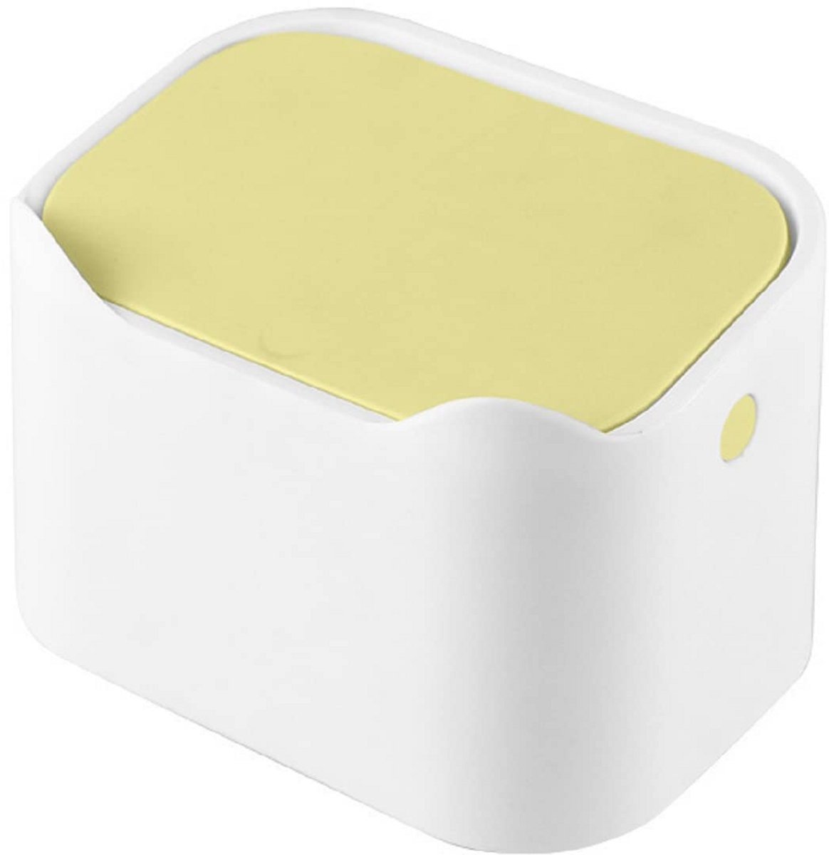 Kleine Prullenbak met Deksel voor Bureau en Bureau - Mini Afvalemmer voor Kantoor en Slaapkamer (Wit/Geel)